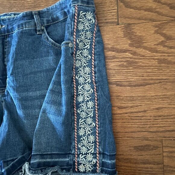 Terra & Sky Women's Plus Size Embroidered Denim Jean Short Size 18W Boho Summer - Picture 4 of 14